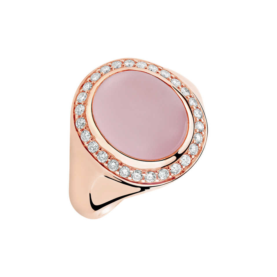 Diamond ring with Rose Quartz Mistress Moonlight