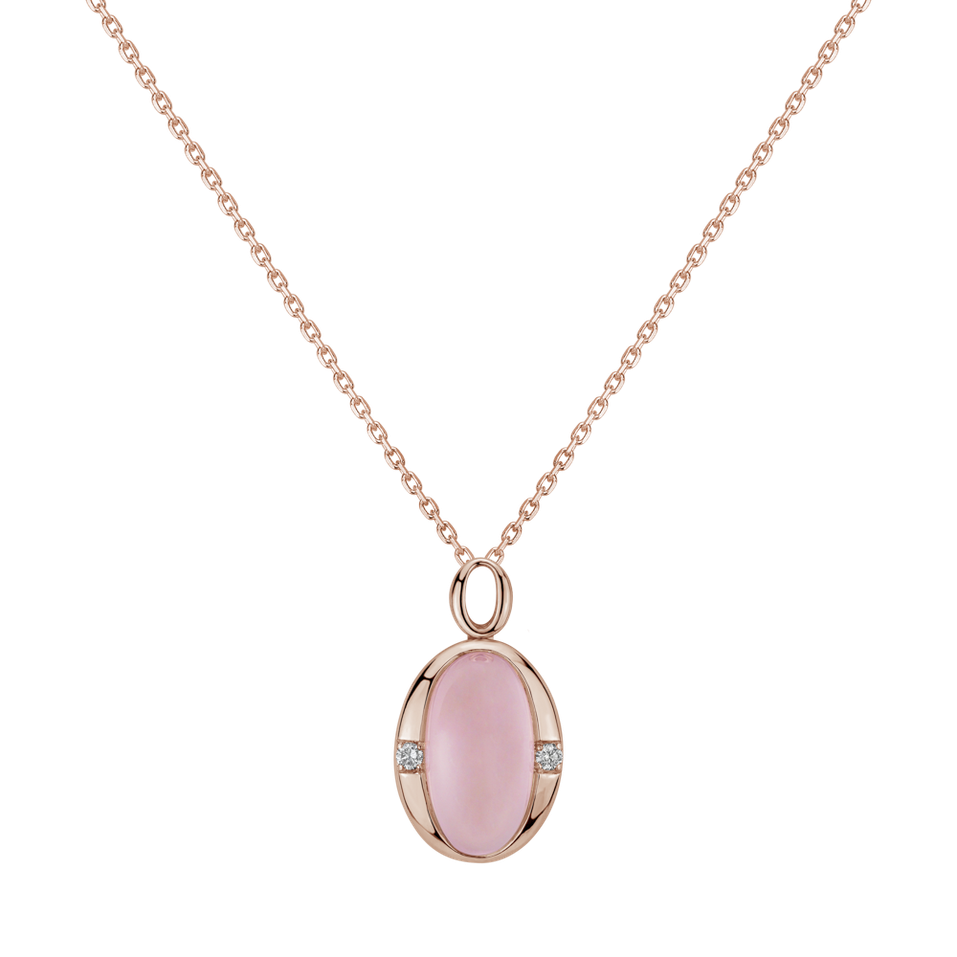Diamond pendant with Rose Quartz Fairytale Dawn