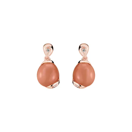 Diamond earrings with Moonstone Magician Dawn