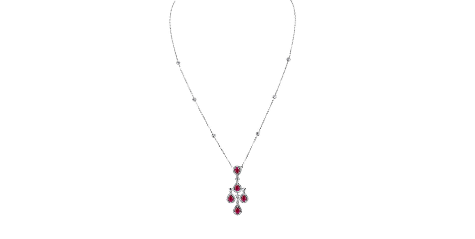 Diamond necklace with Ruby Rainbow Wish