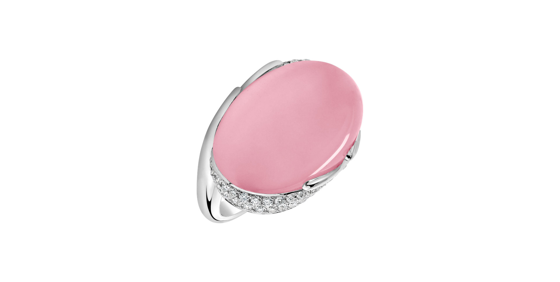 Diamond ring with Rose Quartz Gem Miracle