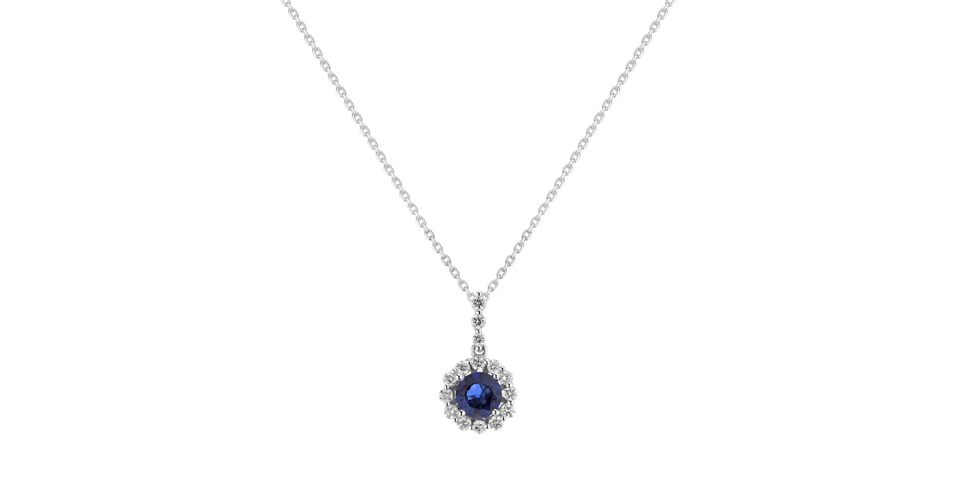 Diamond pendant with Sapphire Composed Flower