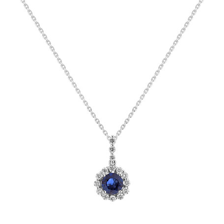 Diamond pendant with Sapphire Composed Flower