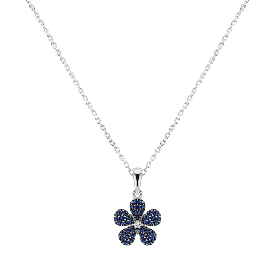 Diamond pendant with Sapphire Flower Message