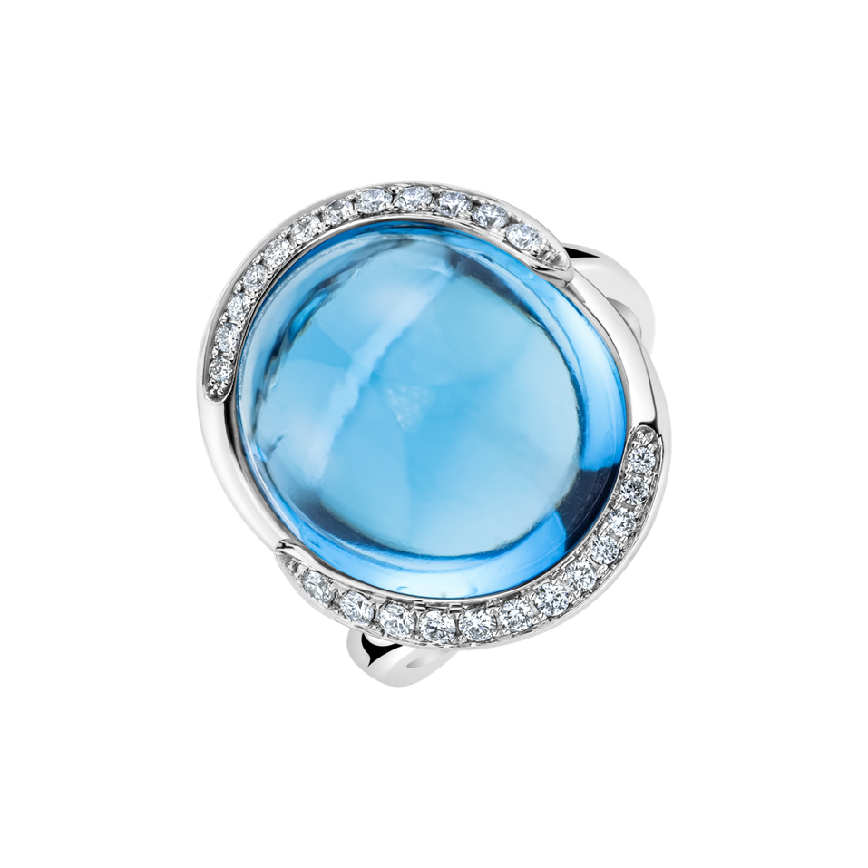 Diamond ring with Topaz Blue Grace