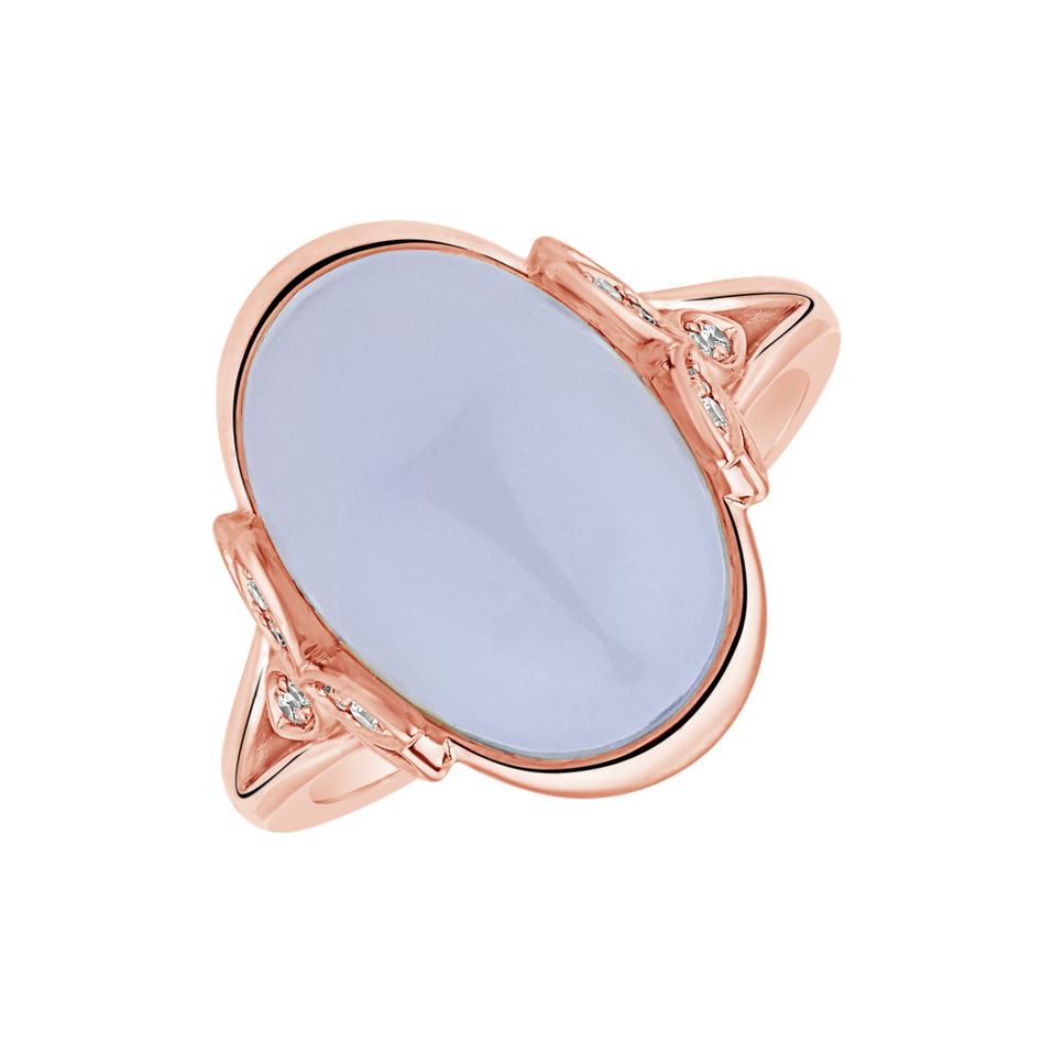 Diamond ring with Chalcedony Princess Mystery