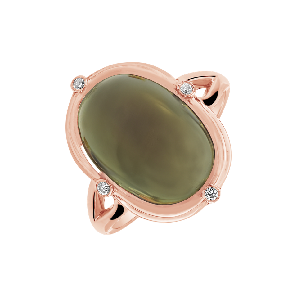 Diamond ring with Smoky Quartz Noble Touch