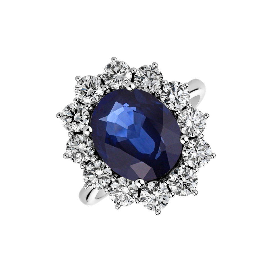 Diamond ring with Sapphire Sky Goddess