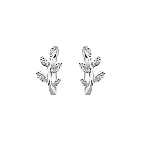 Diamond earrings Frozen Leaf