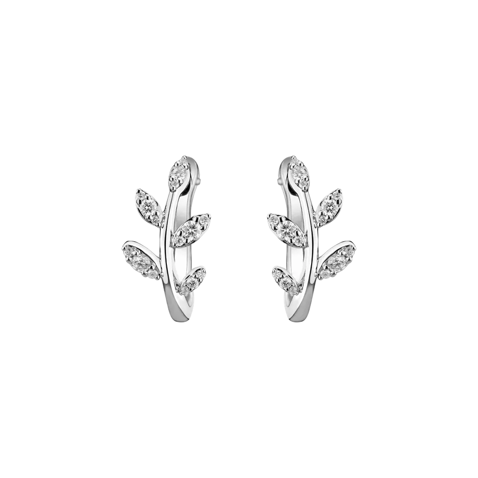 Diamond earrings Frozen Leaf
