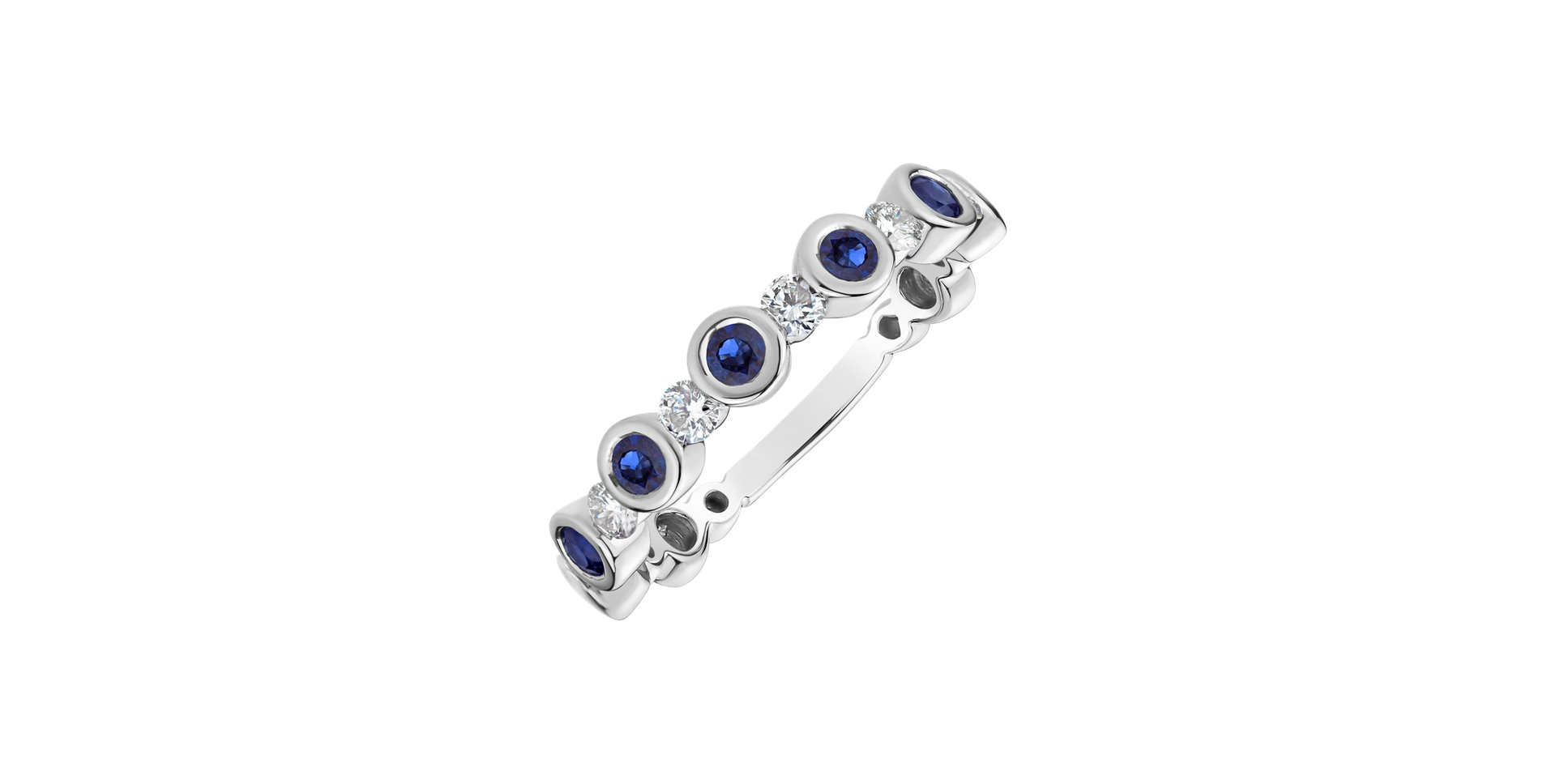 Diamond ring with Sapphire Mysterious Dark Blue