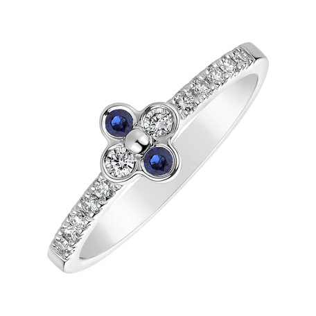 Diamond ring with Sapphire Cloverina