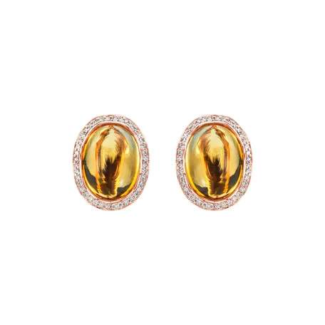 Diamond earrings with Citrine Unwavering Heart