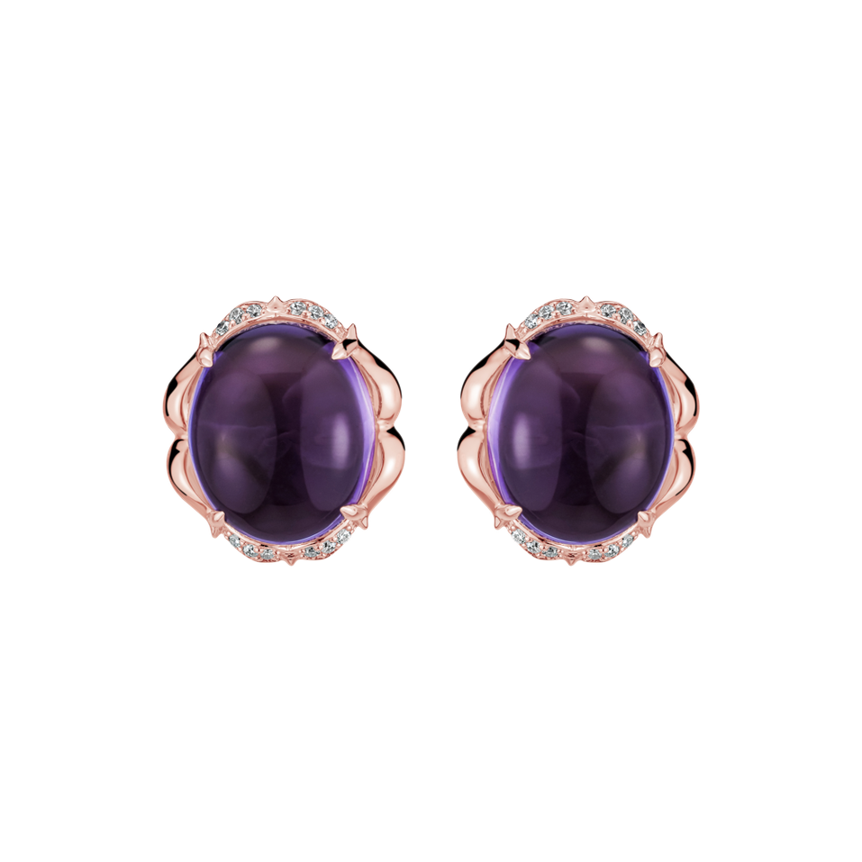 Diamond earrings with Amethyst Bloomira