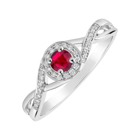 Diamond ring with Ruby Curvy Wish