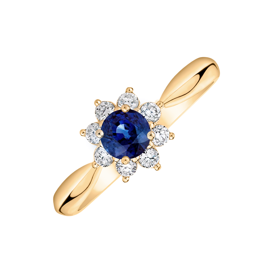 Diamond ring with Sapphire Frozen Star