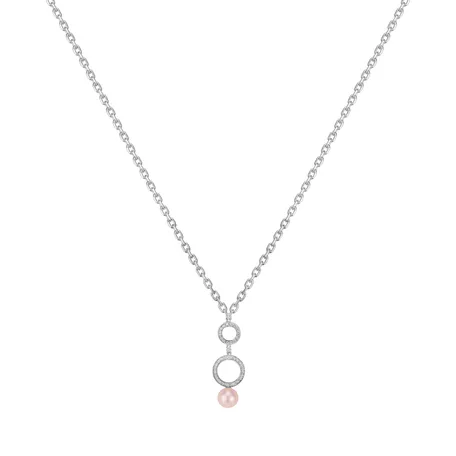 Diamond necklace with Pearl White Ocean Circles