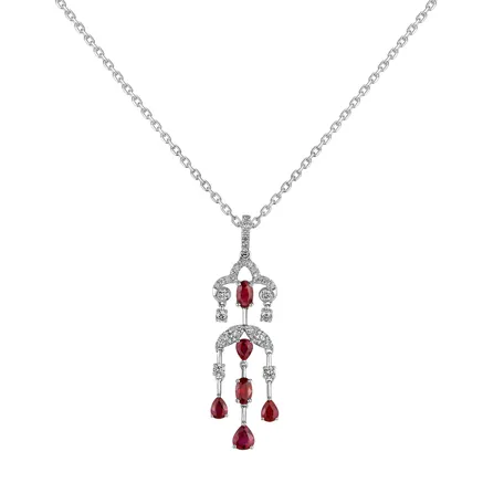 Diamond pendant with Ruby Rain of Passion