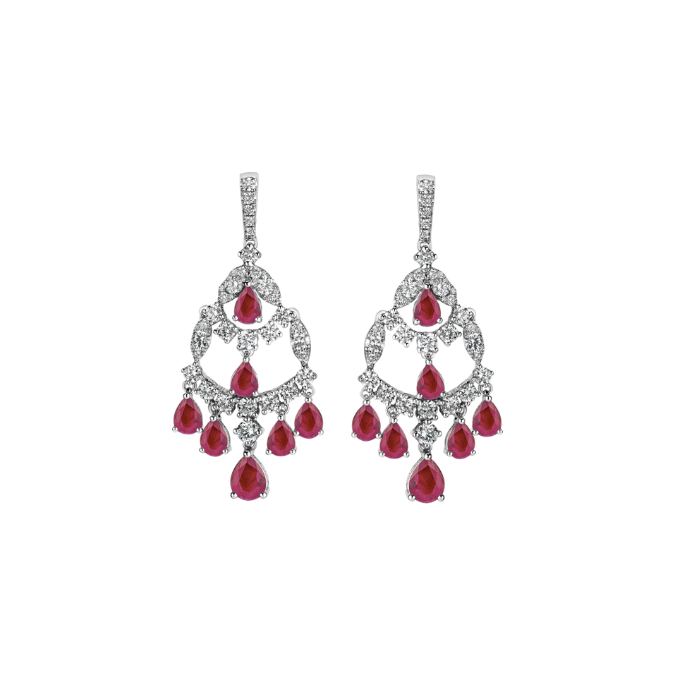 Diamond earrings and Ruby Imperial Mesh