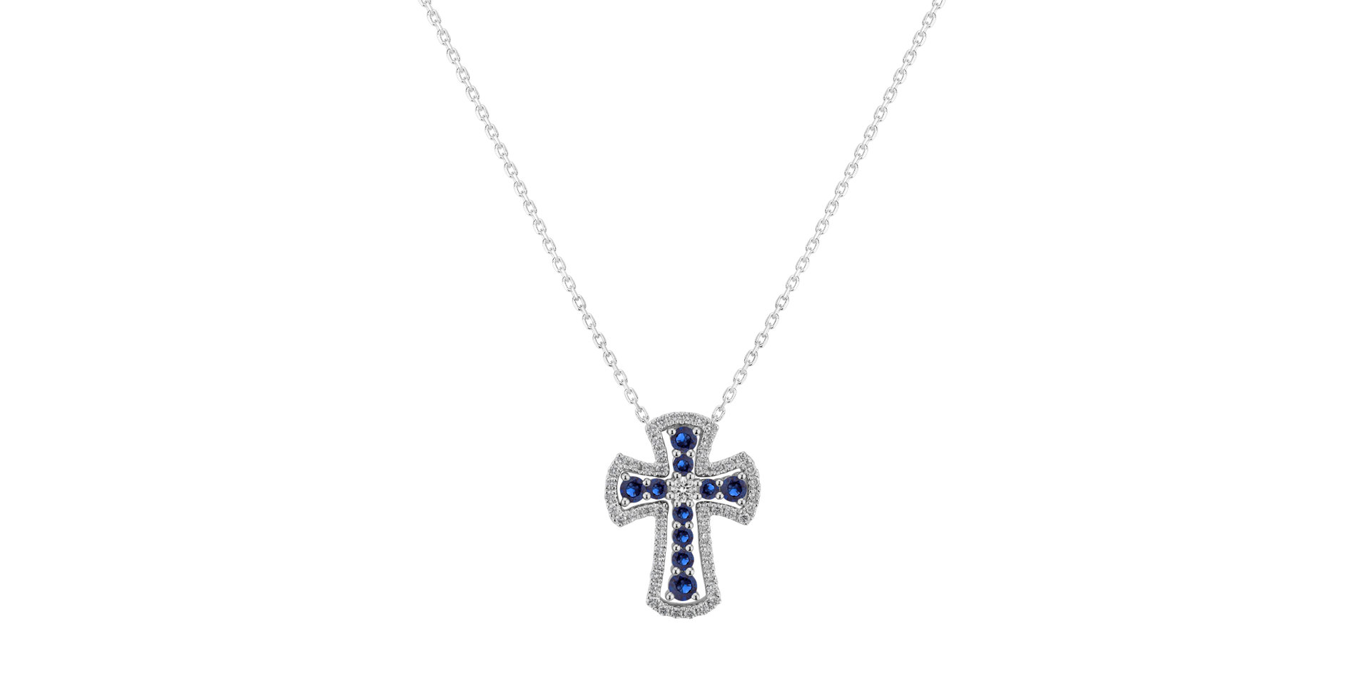 Diamond pendant with Sapphire Gothic Cross