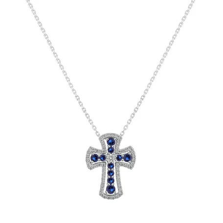 Diamond pendant with Sapphire Gothic Cross