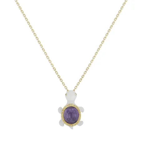 Diamond pendant with Amethyst and Agate Fancy Shell