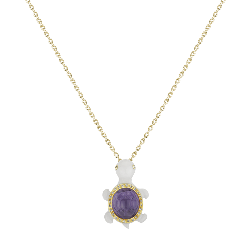 Diamond pendant with Amethyst and Agate Fancy Shell