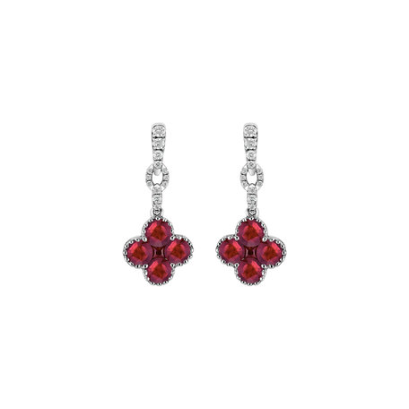 Diamond earrings and Ruby Fire Clover