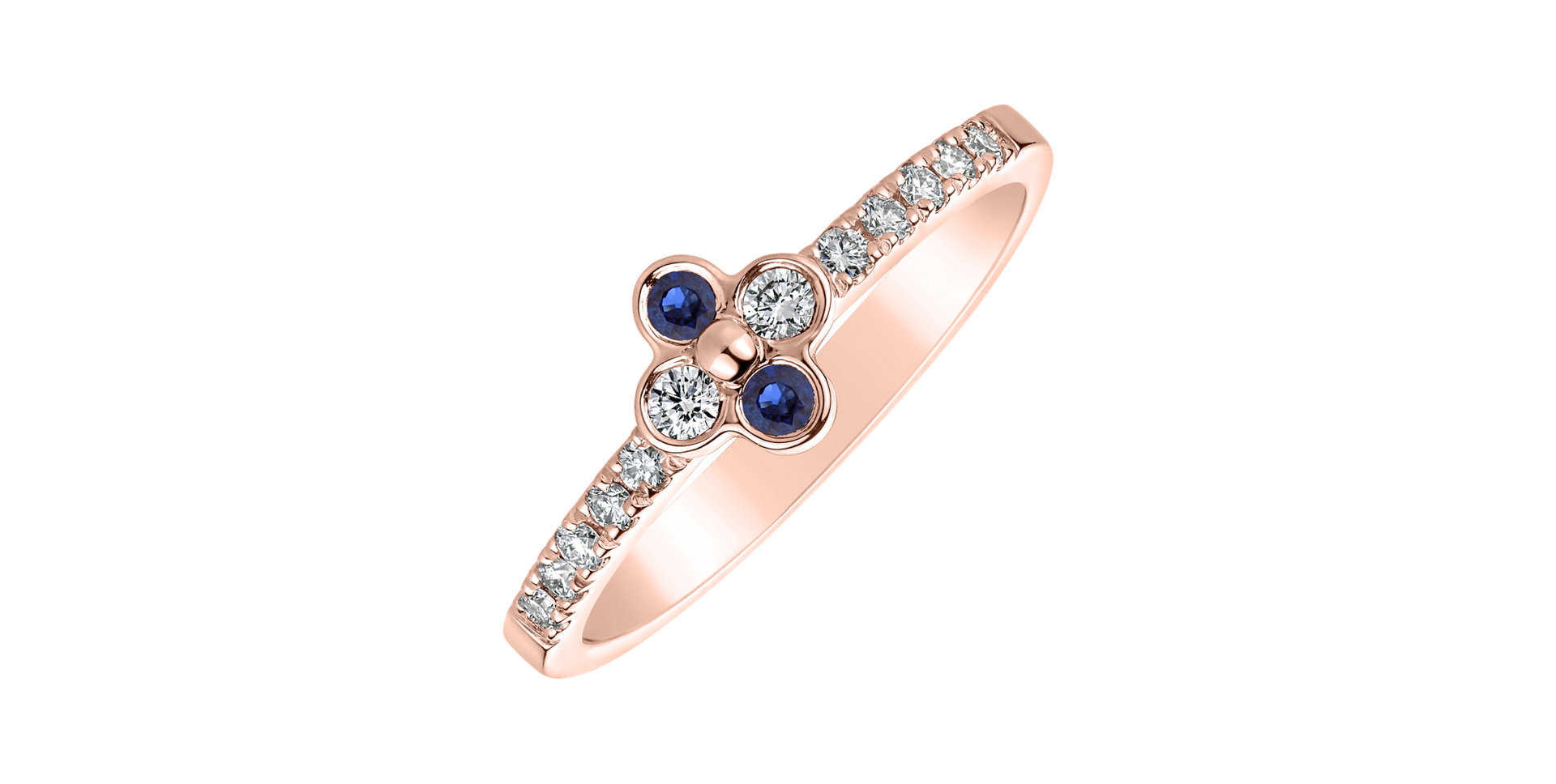Diamond ring with Sapphire Cloverina