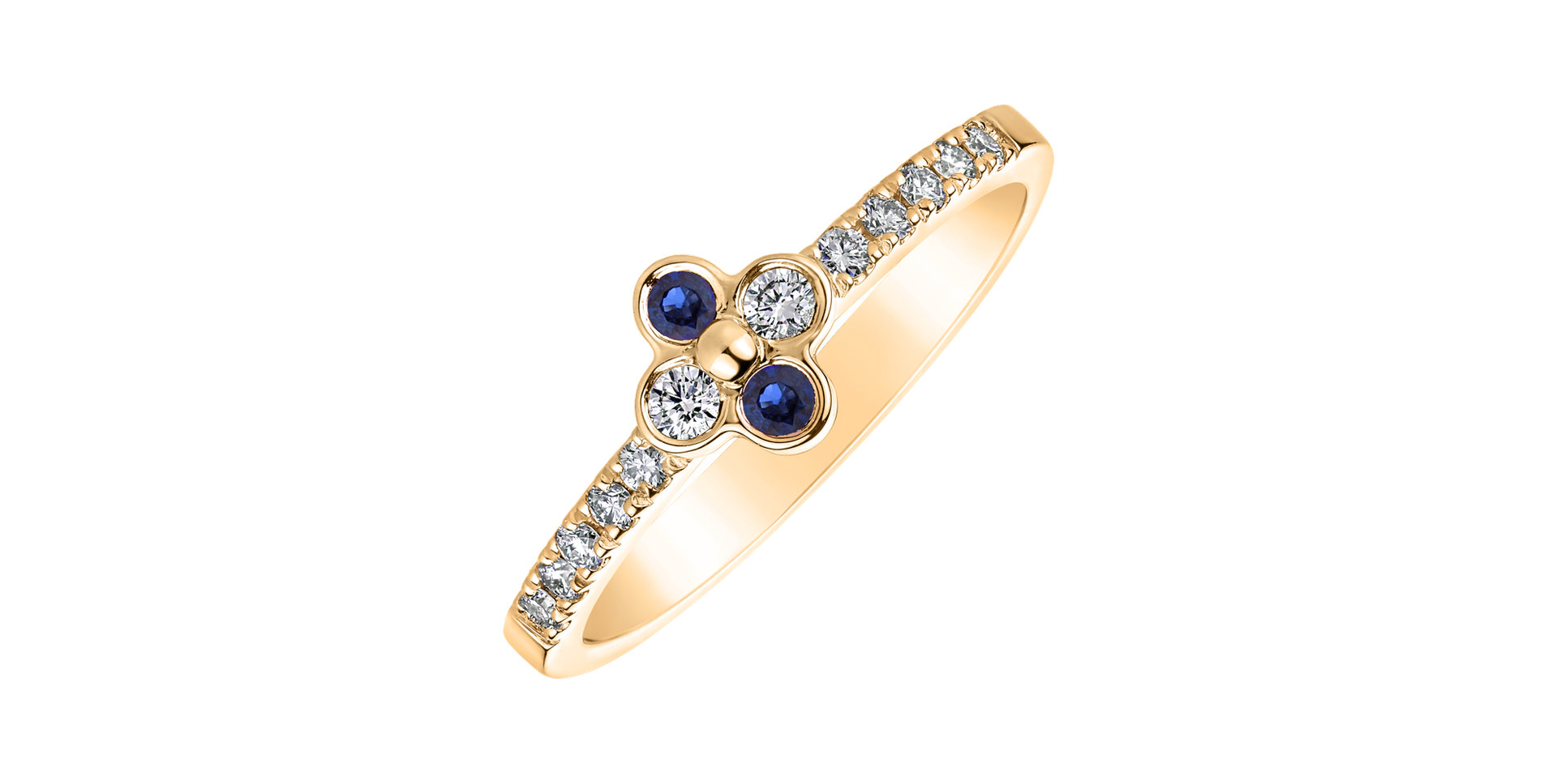 Diamond ring with Sapphire Cloverina