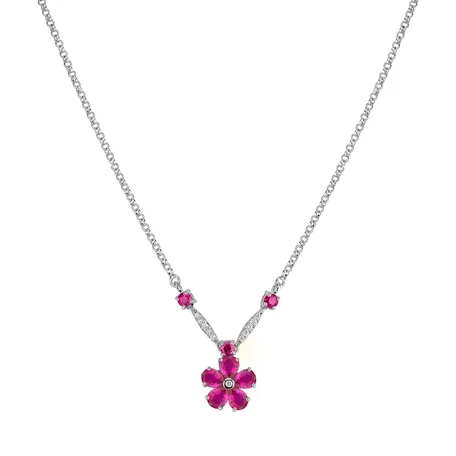 Diamond necklace with Ruby Radiant Meadow