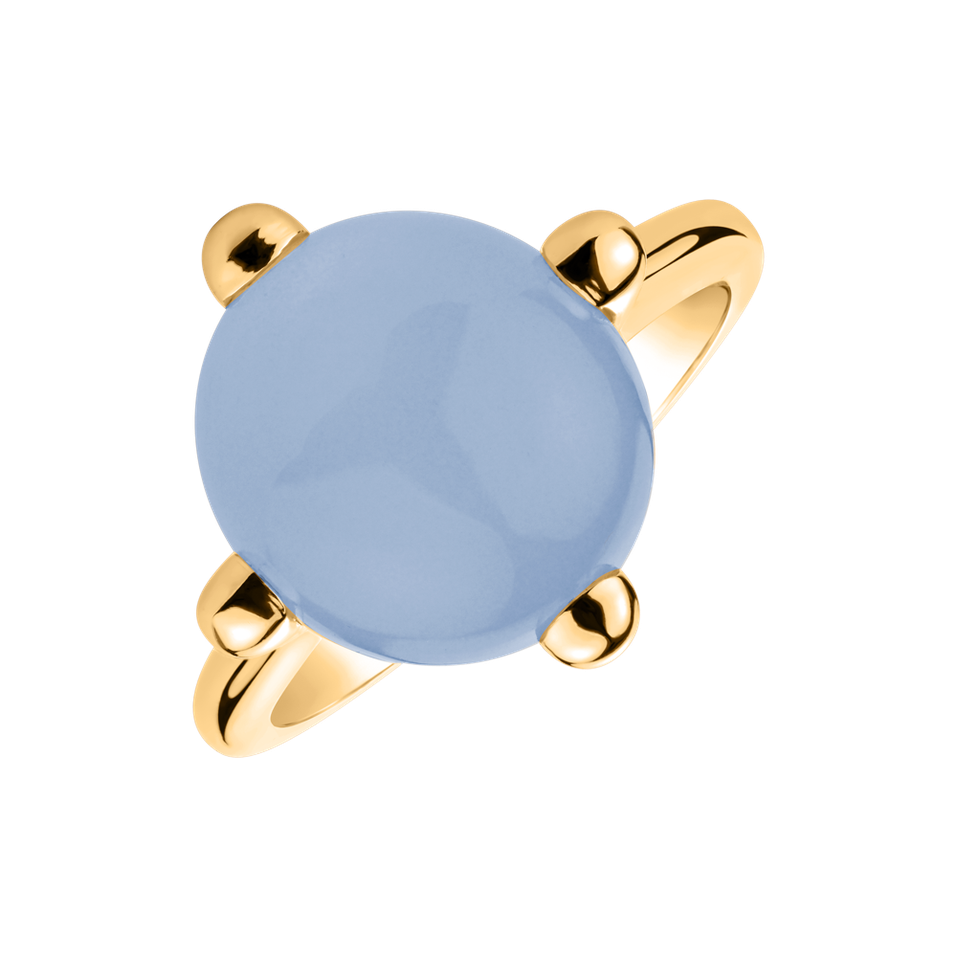 14ct yellow gold ring with Chalcedony Blue Space Empire