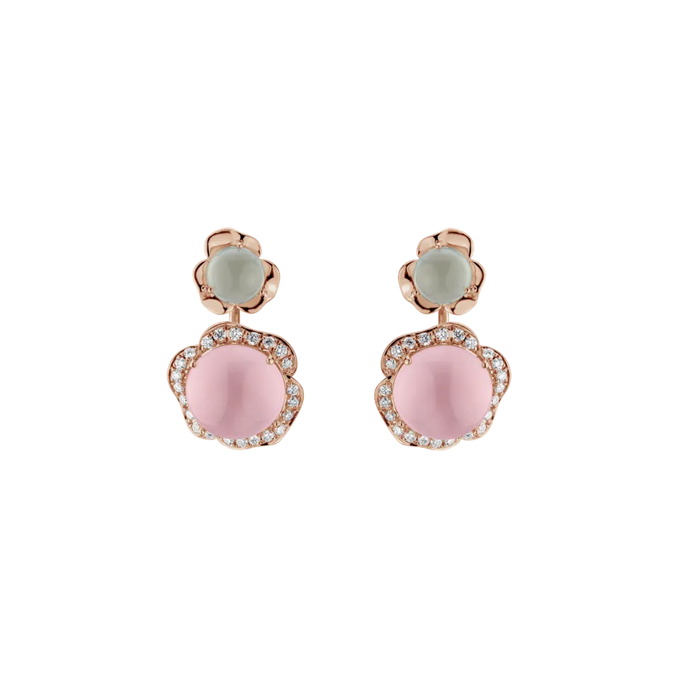 Diamond earrings, Aquamarine and Rose Quartz East of Eden