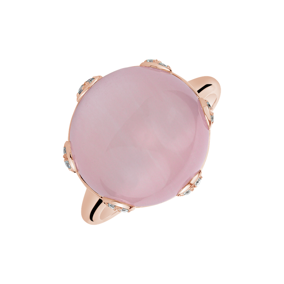 Diamond ring with Rose Quartz Evanthe