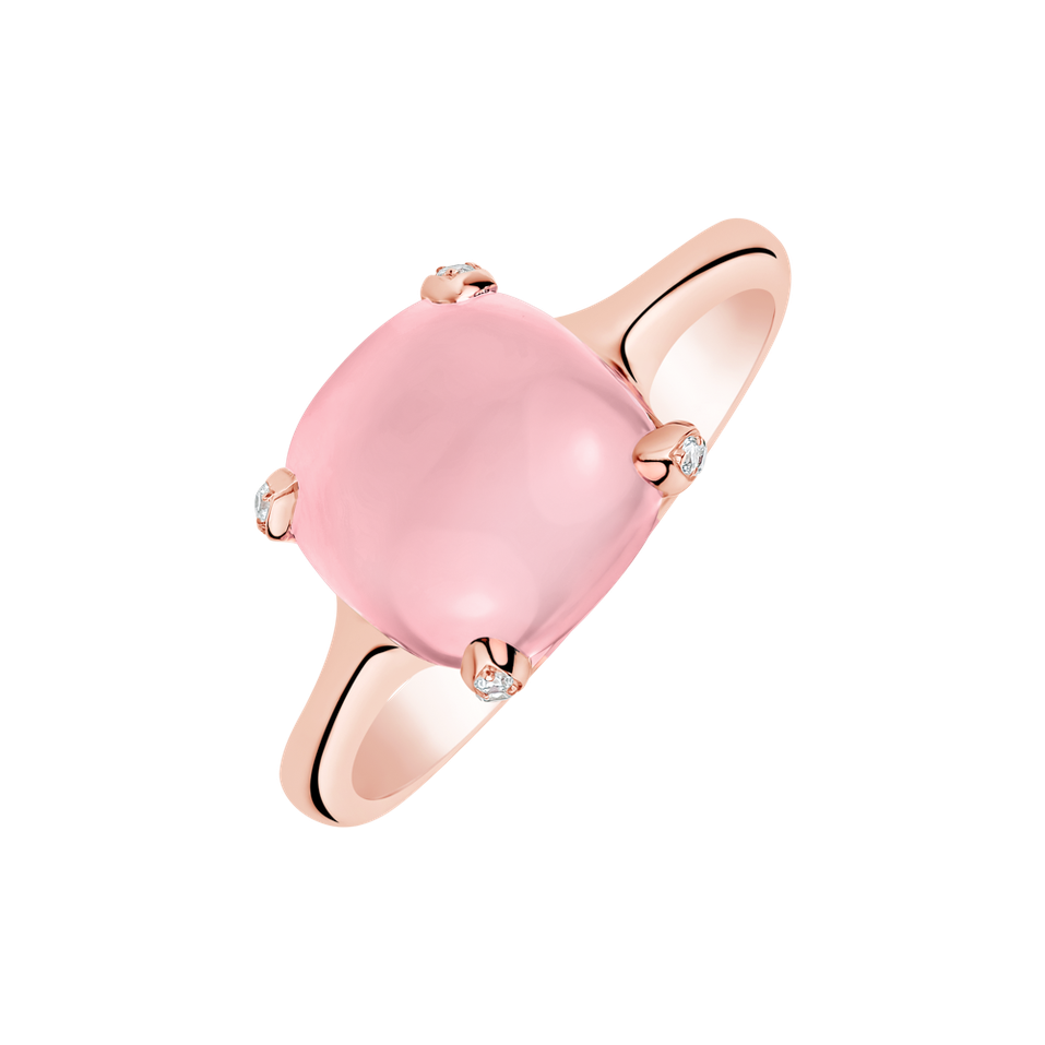 Diamond ring with Rose Quartz Aubrey