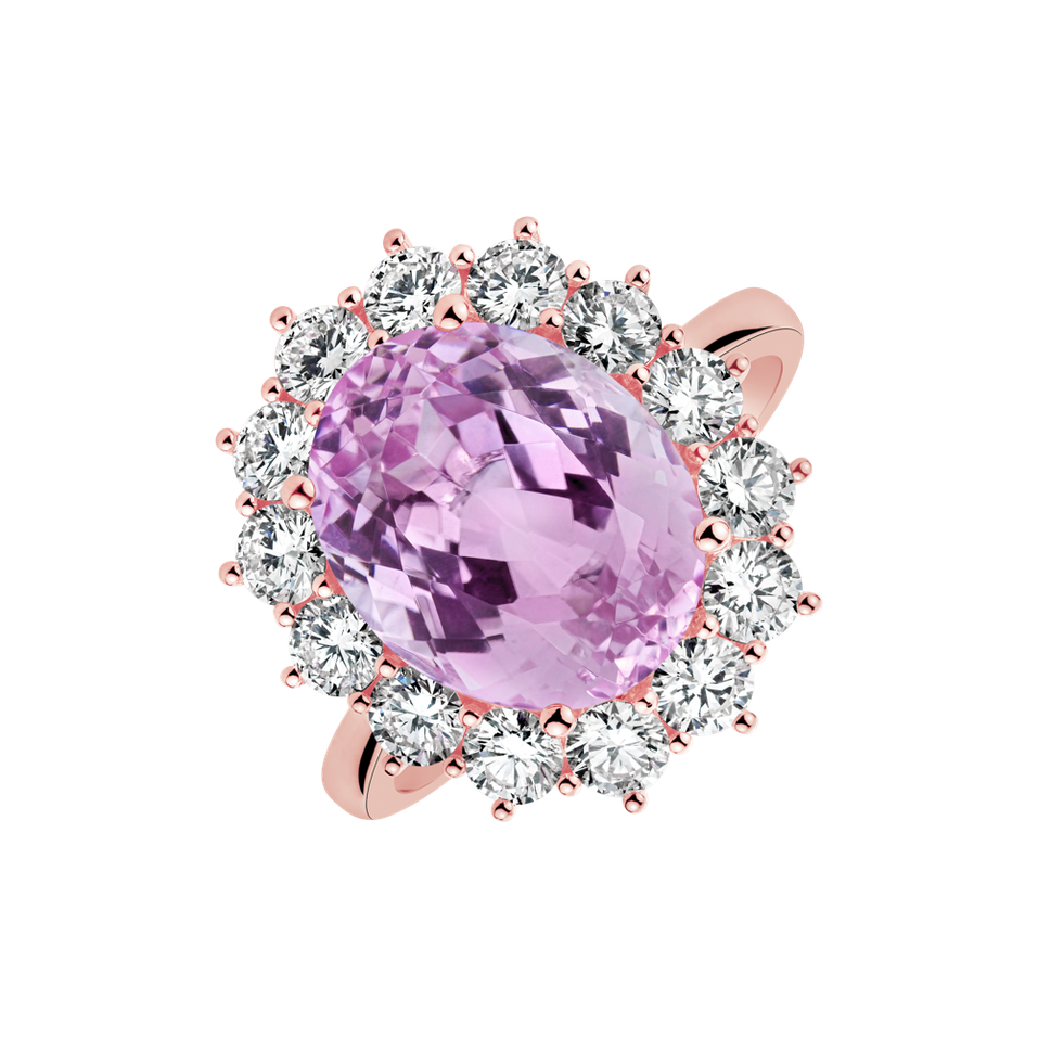 Diamond ring with Kunzite Sky Goddess