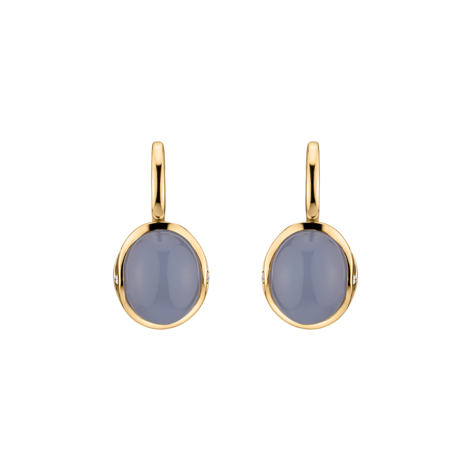 Diamond earrings with Chalcedony Fairytale Drop