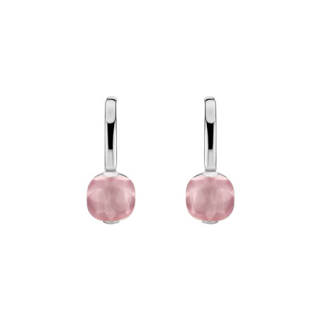 Earrings with Rose Quartz Bonbon