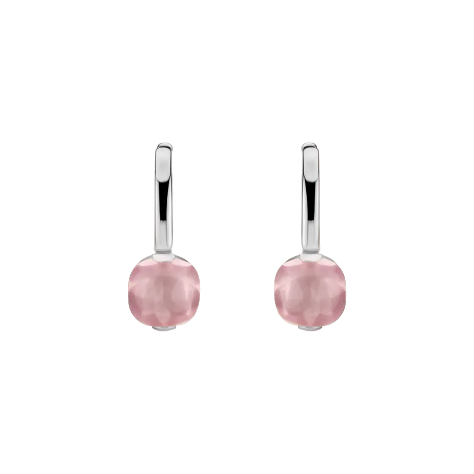 Earrings with Rose Quartz Bonbon