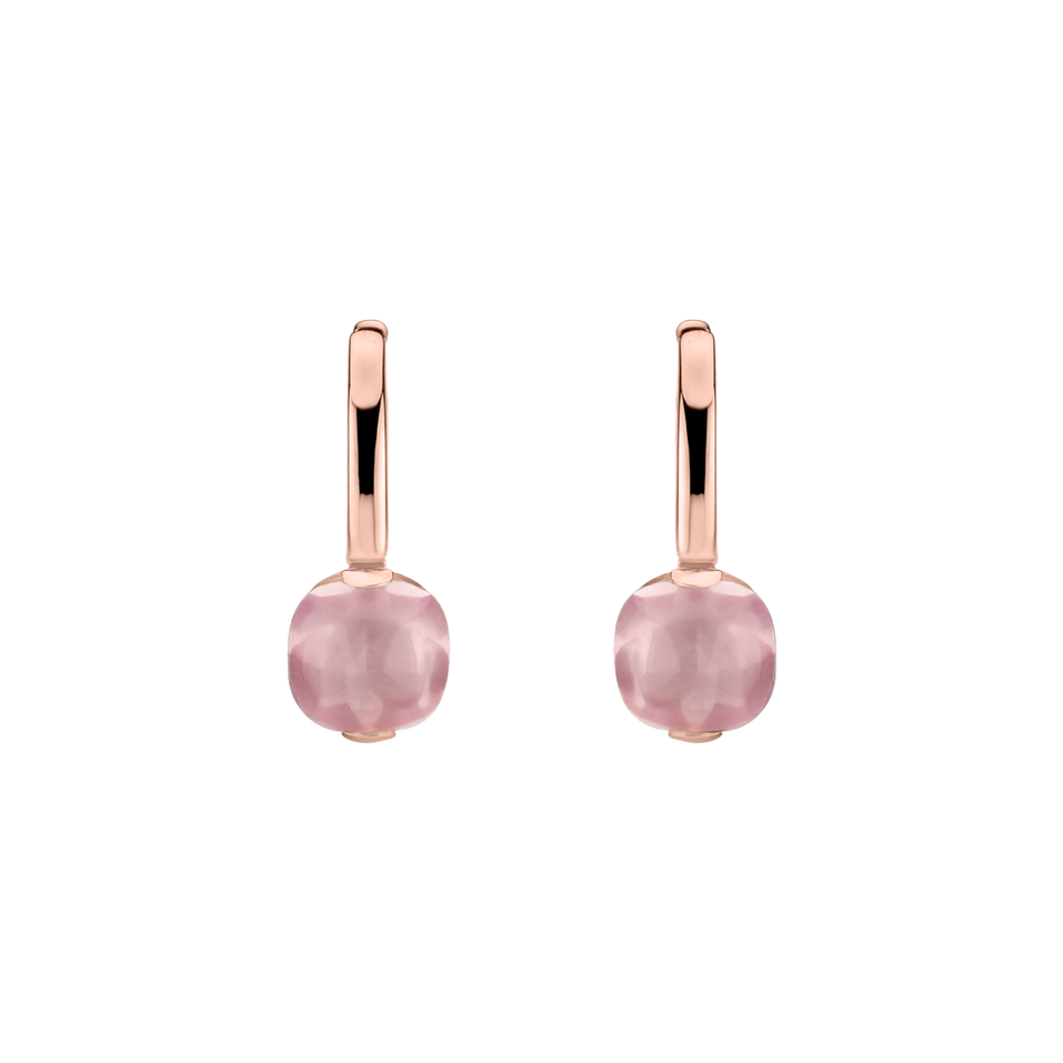Earrings with Rose Quartz Bonbon