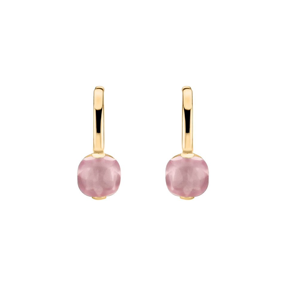 Earrings with Rose Quartz Bonbon