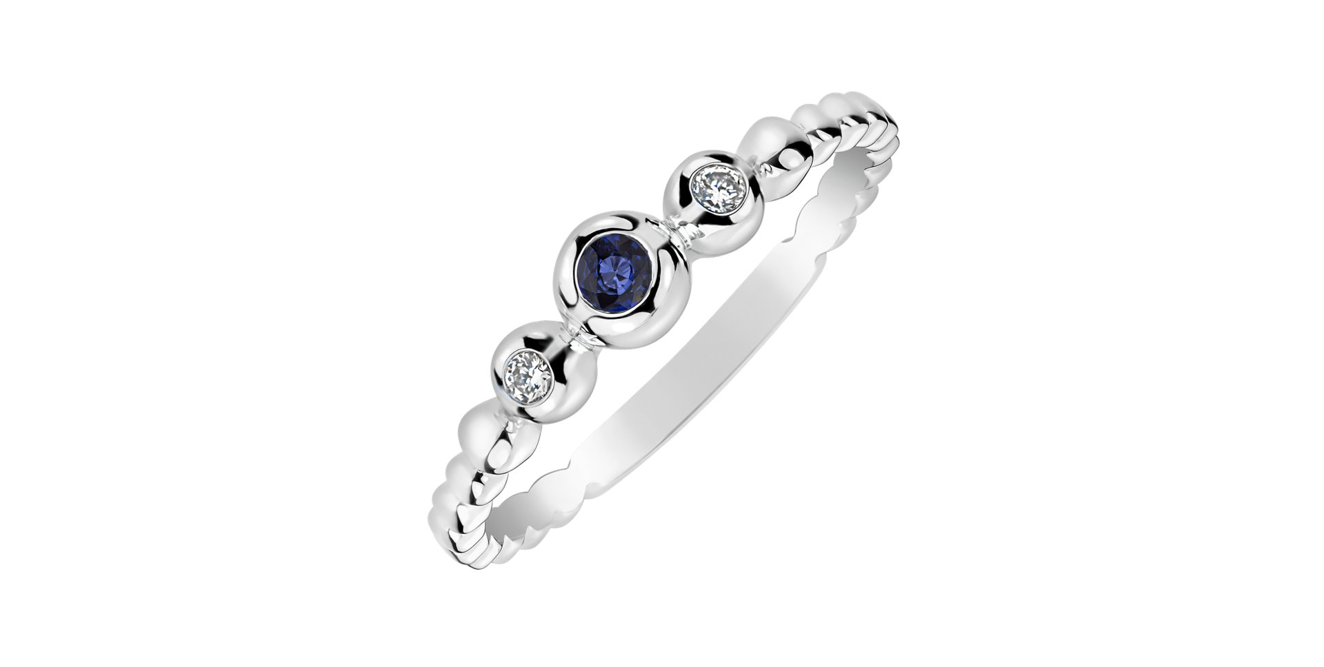 Diamond ring with Sapphire Shiny Triple