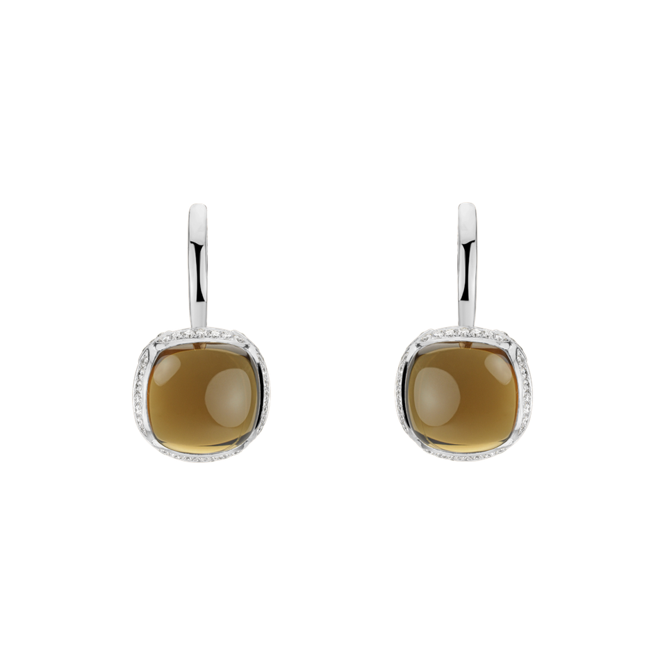 Diamond earrings with Quartz Mystic Drop