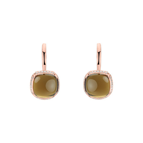 Diamond earrings with Quartz Mystic Drop