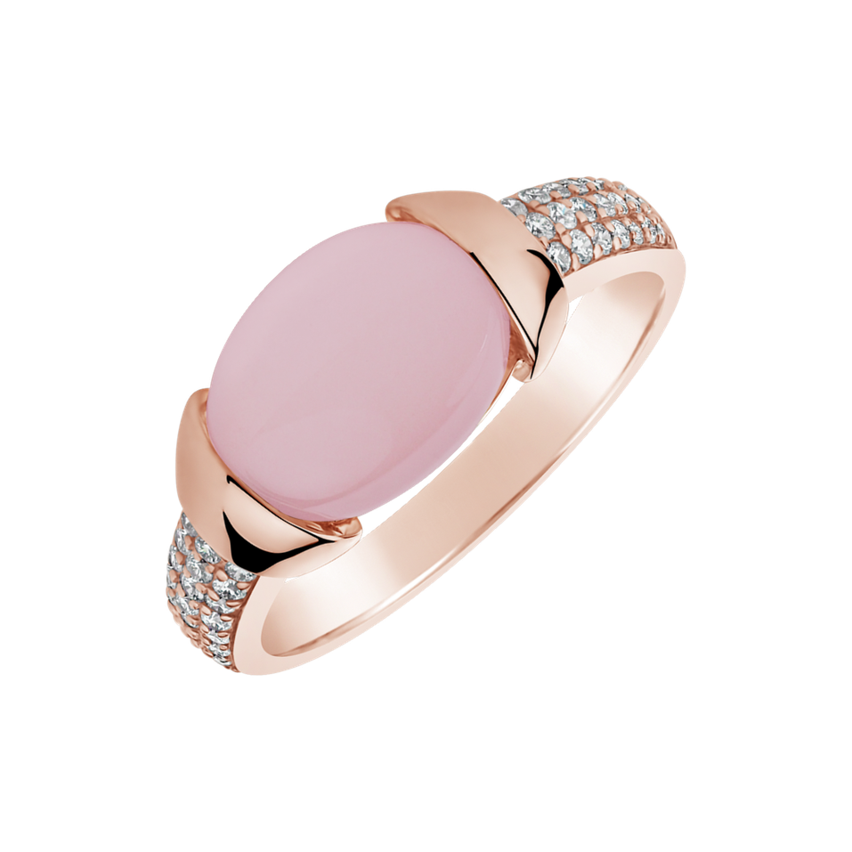 Diamond ring with Rose Quartz Divine Countess