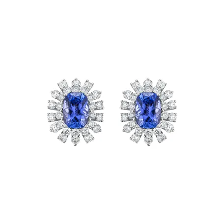 Diamond earrings with Tanzanite Twilight Blossoms