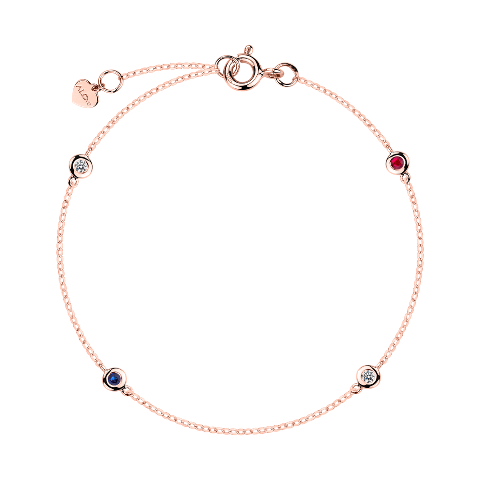 Diamond bracelet with Sapphire and Ruby Dots