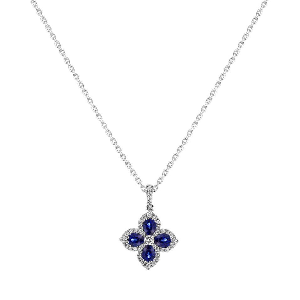Diamond pendant with Sapphire Tear of Hydrangea