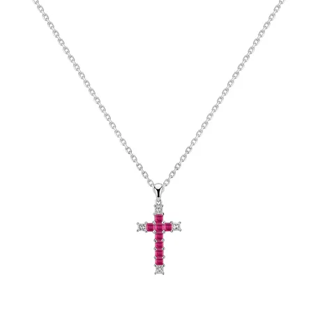 Diamond pendant with Ruby Faithful Cross