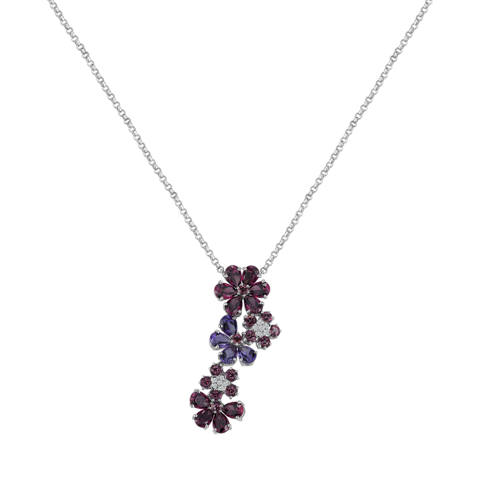 Diamond necklace with Amethyst, Spinel and Tourmaline Ethereal Bloom